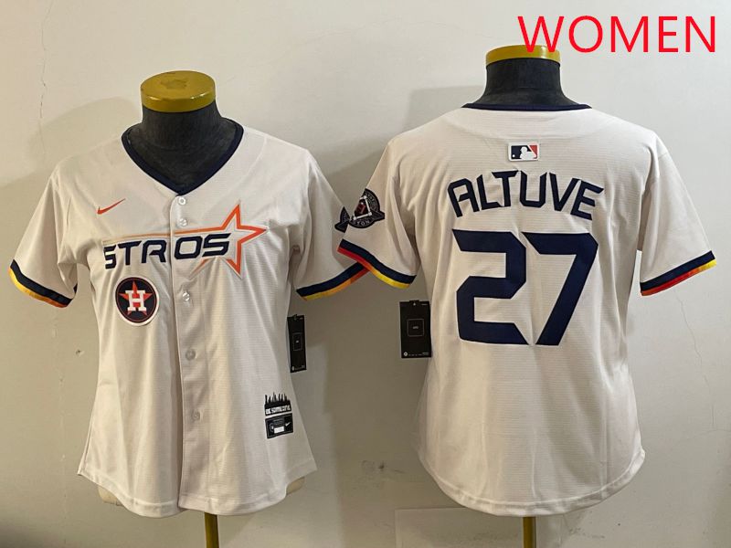 Women Houston Astros #27 Altuve Cream Three generations Joint Name 2025 Nike MLB Jersey style 17